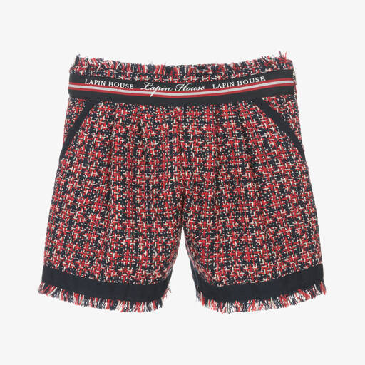 Lapin House-Baumwoll-Tweed-Shorts Rot/Navyblau | Childrensalon Outlet