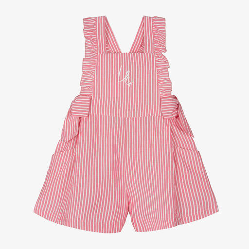 Lapin House-Girls Red Stripe Cotton Playsuit | Childrensalon Outlet