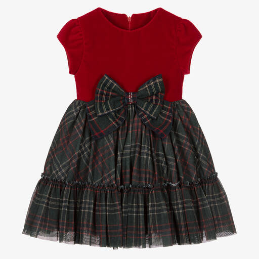 Lapin House-Girls Red Velvet & Tulle Dress | Childrensalon Outlet