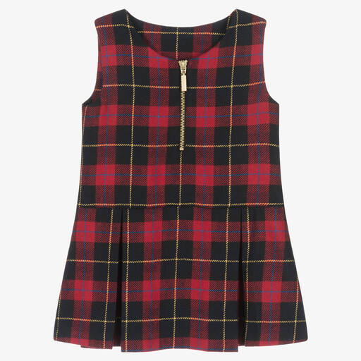 Lapin House-Girls Red Wool Tartan Pinafore Dress | Childrensalon Outlet