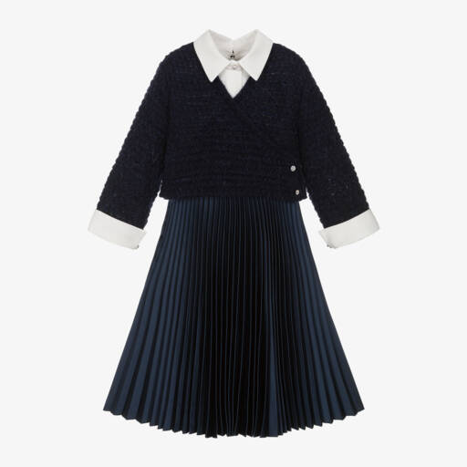 Lapin House-Girls Satin Dress and Cardigan Set | Childrensalon Outlet