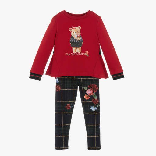 Lapin House-طقم ليقنز لون أحمر للبنات | Childrensalon Outlet