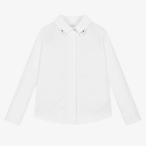 Lapin House-Girls White Beaded Collar Top | Childrensalon Outlet
