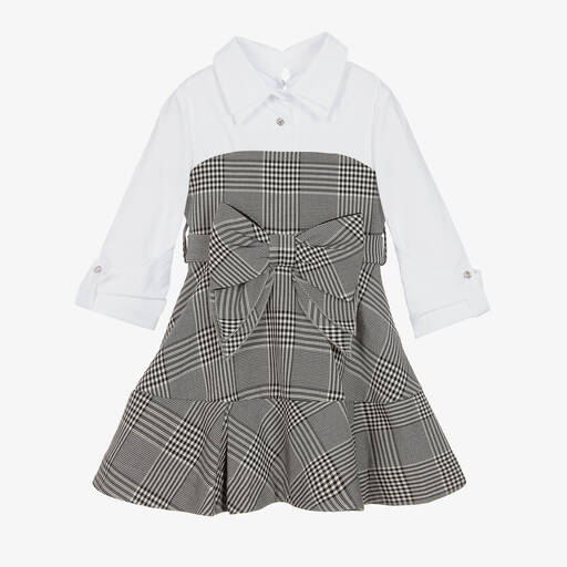 Lapin House-Girls White & Black Check Shirt Dress | Childrensalon Outlet
