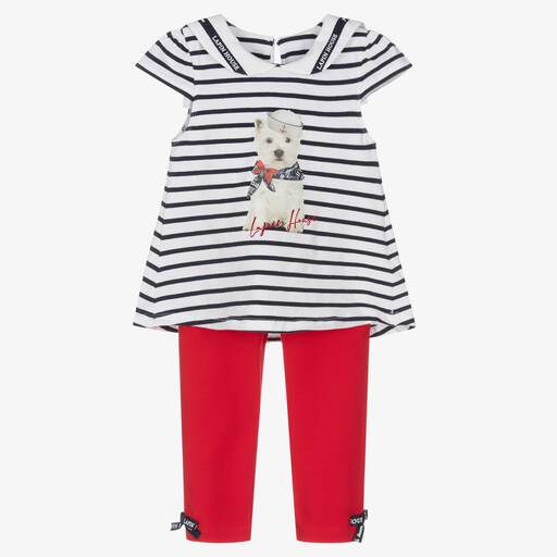 Lapin House-Girls White, Blue & Red Leggings Set | Childrensalon Outlet