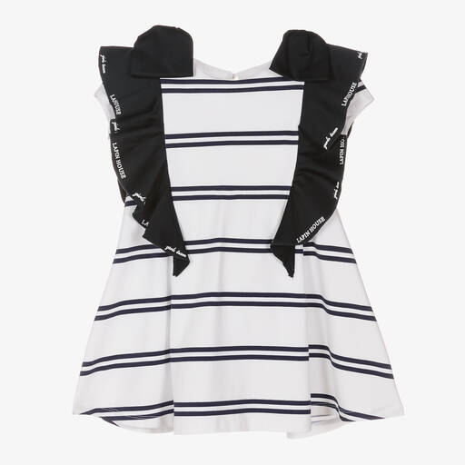 Lapin House-Girls White & Blue Stripe Cotton Dress | Childrensalon Outlet