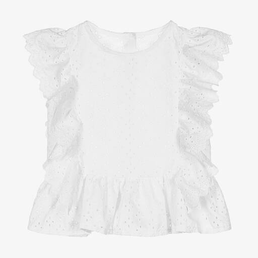 Lapin House-Girls White Broderie Anglaise Blouse | Childrensalon Outlet