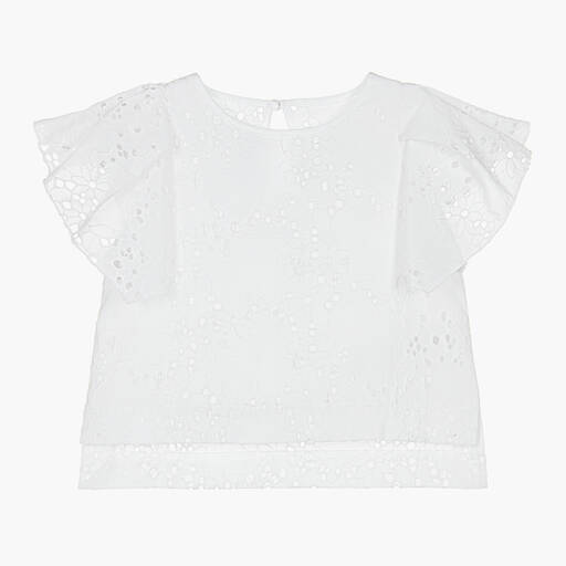 Lapin House-Girls White Broderie Anglaise Blouse | Childrensalon Outlet