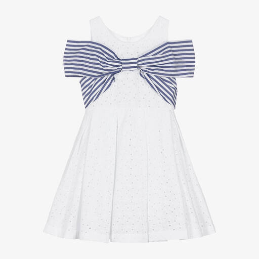 Lapin House-Girls White Broderie Anglaise Dress | Childrensalon Outlet