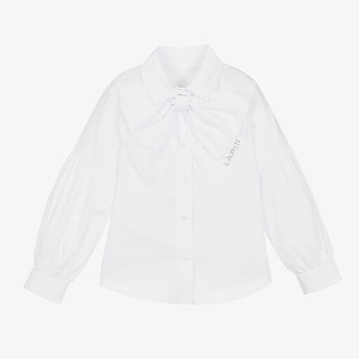 Lapin House-بلوز قطن بوبلين لون أبيض للبنات | Childrensalon Outlet