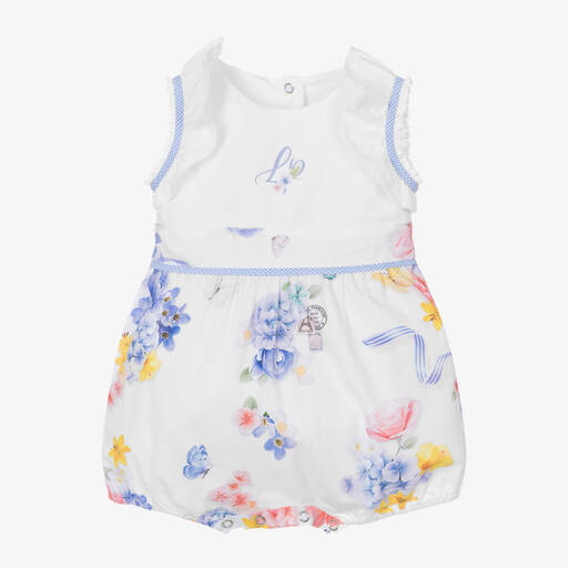 Lapin House-Girls White Cotton Floral Shortie | Childrensalon Outlet