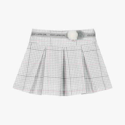 Lapin House-Girls White & Grey Cotton Houndstooth Skirt | Childrensalon Outlet