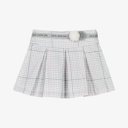 Lapin House-Бело-серая юбка из хлопка в гусиную лапку | Childrensalon Outlet