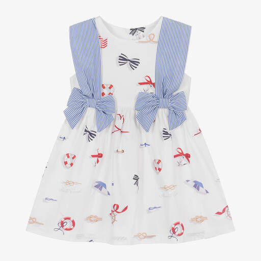 Lapin House-Girls White Nautical Cotton Poplin Dress | Childrensalon Outlet