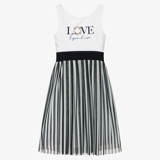 Lapin House-Girls White Nautical Striped Dress | Childrensalon Outlet