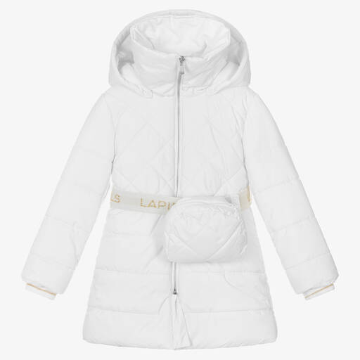 Lapin House-معطف بافر مبطن لون أبيض للبنات | Childrensalon Outlet