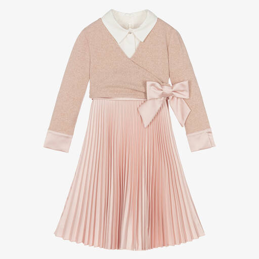 Lapin House-Girls White & Pink Pleated Dress Set | Childrensalon Outlet
