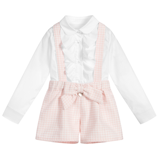 Lapin House-Ensemble short blanc et rose Fille | Childrensalon Outlet