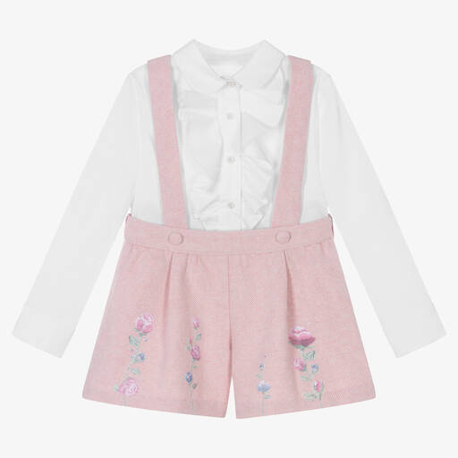 Lapin House-Белая рубашка и розовые тканые шорты | Childrensalon Outlet