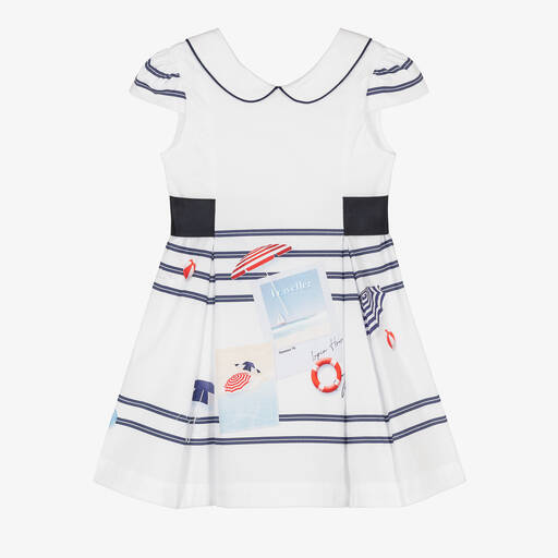 Lapin House-Girls White Seaside Print Dress | Childrensalon Outlet