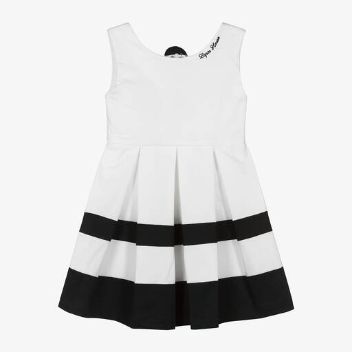 Lapin House-Girls White Striped Cotton Dress  | Childrensalon Outlet