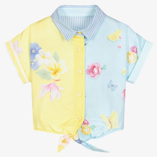 Lapin House-Girls Yellow & Blue Blouse | Childrensalon Outlet