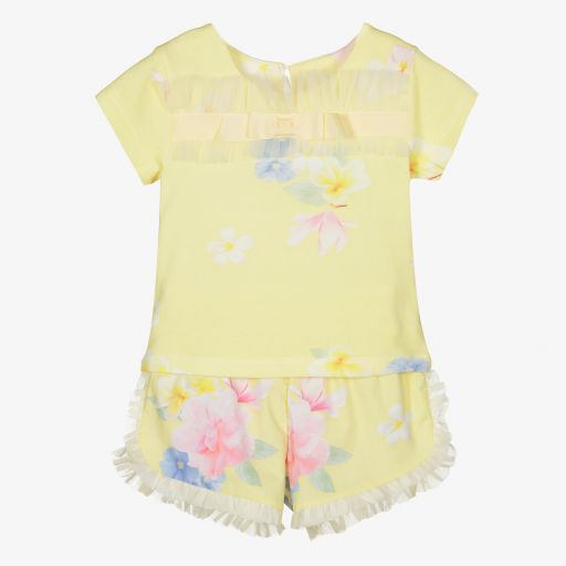 Lapin House-Girls Yellow Cotton Shorts Set | Childrensalon Outlet