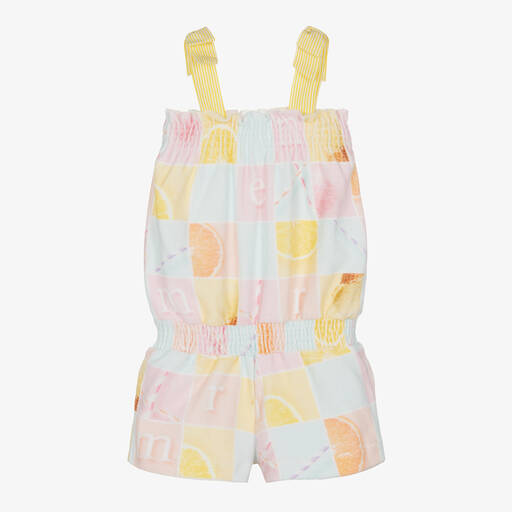 Lapin House-Girls Yellow & Pink Towelling Playsuit | Childrensalon Outlet