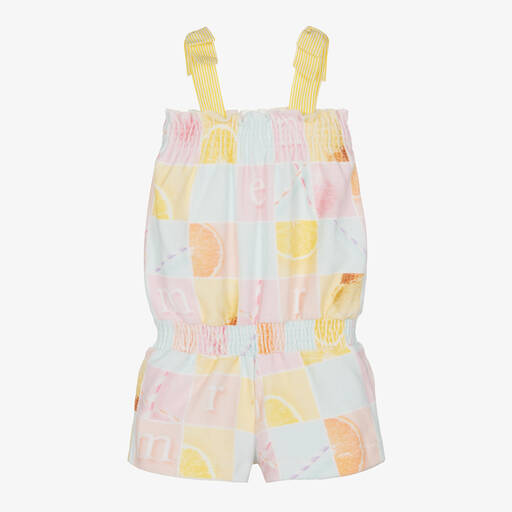 Lapin House-Girls Yellow & Pink Towelling Playsuit | Childrensalon Outlet