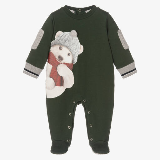 Lapin House-Green Cotton Bear Babygrow | Childrensalon Outlet