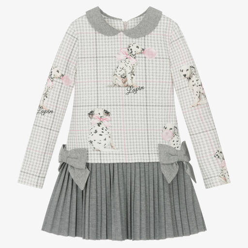 Lapin House-Grey Cotton Houndstooth Dalmatians Dress | Childrensalon Outlet