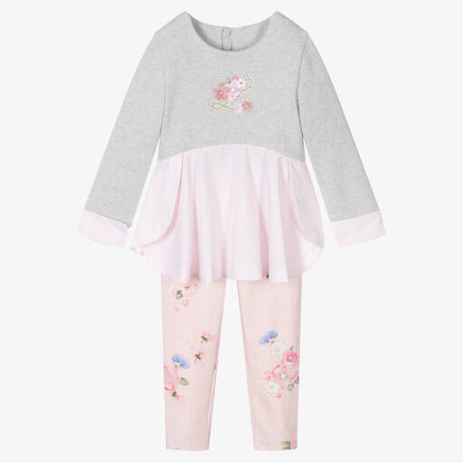 Lapin House-Grey & Pink Leggings Set | Childrensalon Outlet