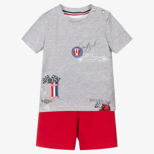 Lapin House-Grey & Red Baby Shorts Set | Childrensalon Outlet