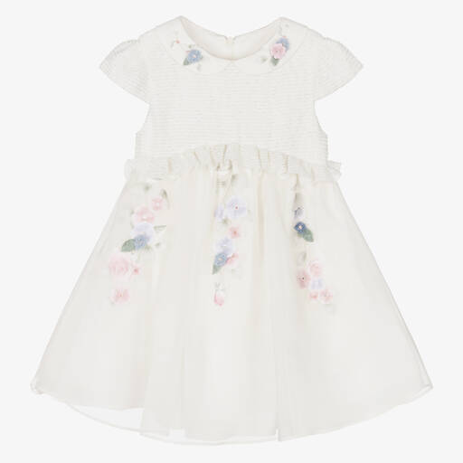 Lapin House-Кремовое платье из органзы с цветами | Childrensalon Outlet