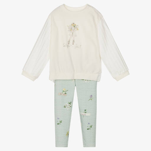 Lapin House-Ivory & Green Leggings Set | Childrensalon Outlet