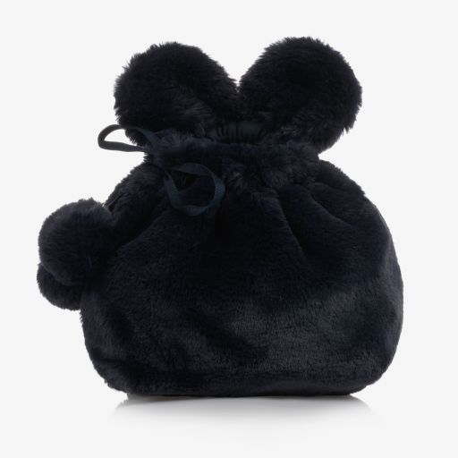 Lapin House-Navy Blue Faux Fur Bag (20cm) | Childrensalon Outlet