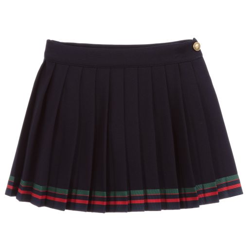 Lapin House-Navy Blue Pleated Skirt  | Childrensalon Outlet