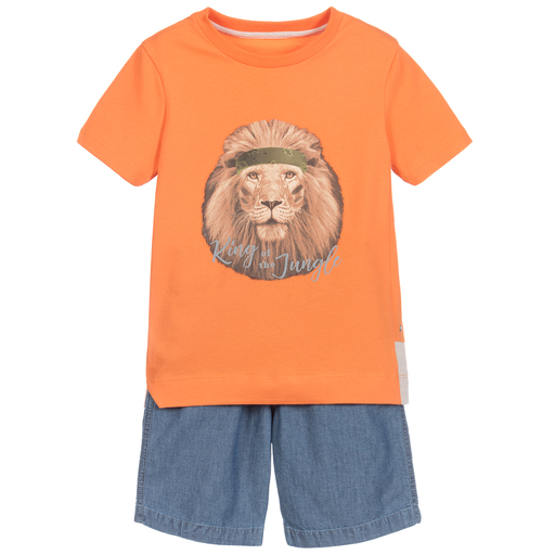 Lapin House-Orange & Blue Shorts Set | Childrensalon Outlet