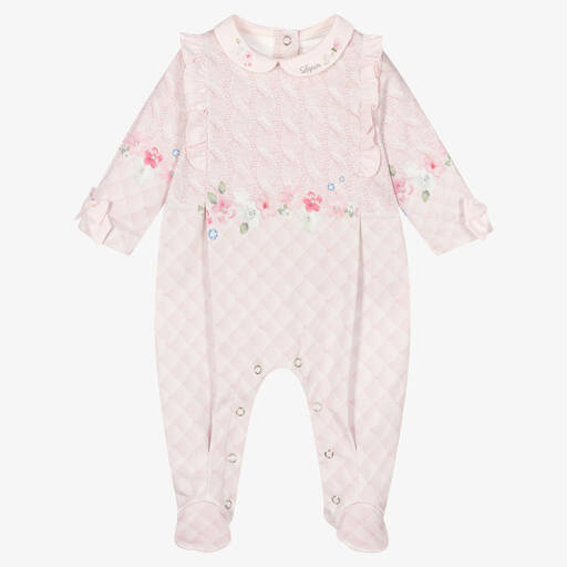 Lapin House-Pink Cotton Floral Babygrow | Childrensalon Outlet