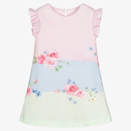 Lapin House-Pink Floral Piqué Dress | Childrensalon Outlet
