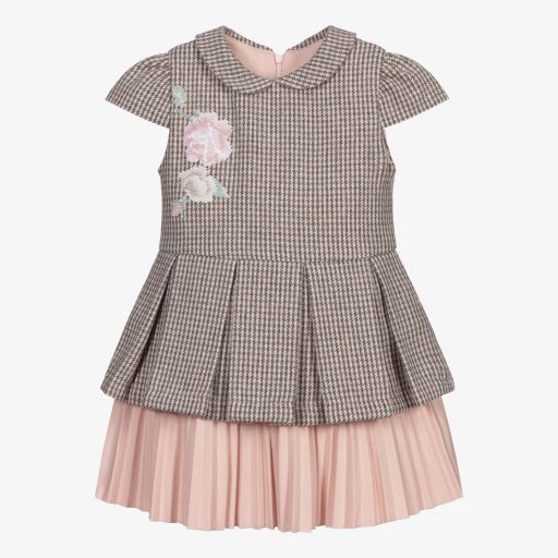 Lapin House-Розово-серое платье в клетку | Childrensalon Outlet