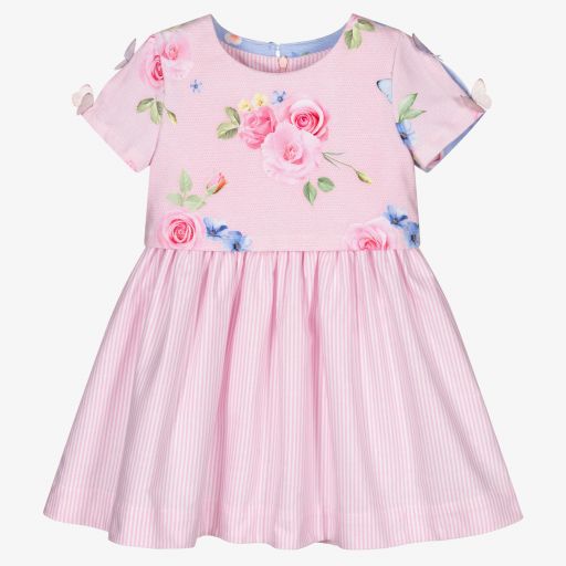 Lapin House-Pink Stripe & Floral Dress Set | Childrensalon Outlet