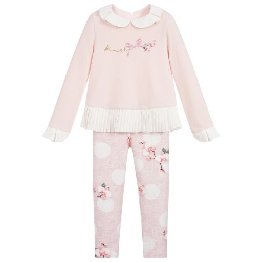 Lapin House-Rosafarbenes Set Leggings &amp; Pulli aus Velours | Childrensalon Outlet