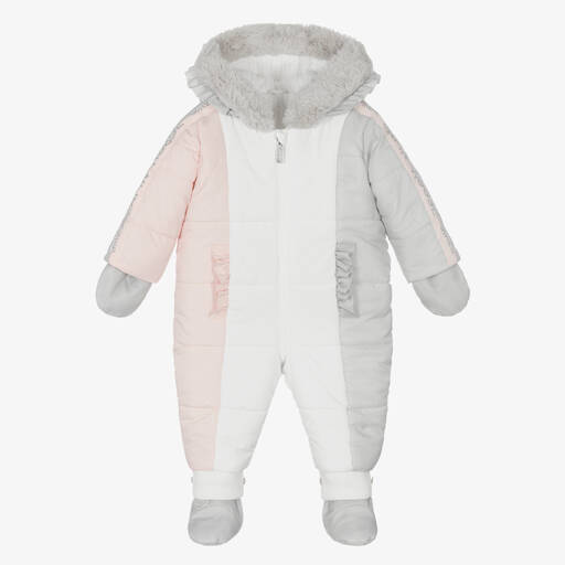 Lapin House-Pink, White & Grey Snowsuit | Childrensalon Outlet