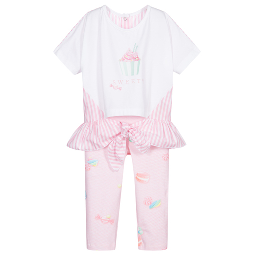 Lapin House-Pink & White Leggings Set | Childrensalon Outlet