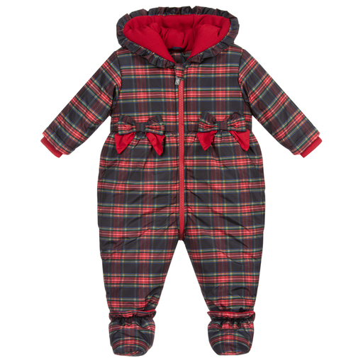 Lapin House-أوفرول شتوي تارتان لون أحمر وأسود للمولودات | Childrensalon Outlet