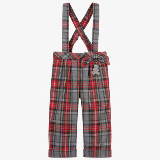 Lapin House-بنطلون تارتان مزيج فيسكوز لون أحمر ورمادي للبنات | Childrensalon Outlet