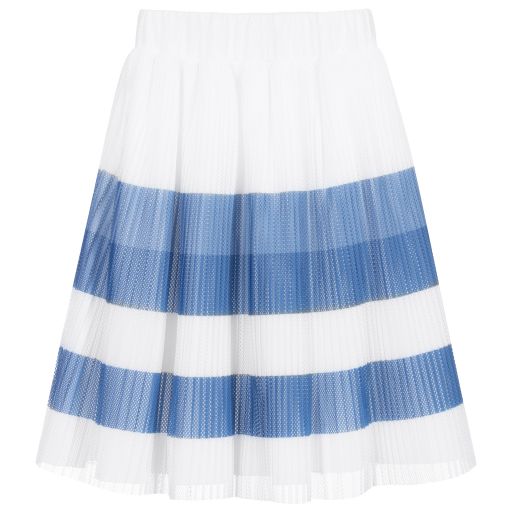 Lapin House-White & Blue Mesh Skirt | Childrensalon Outlet