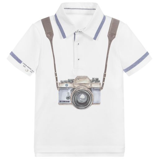 Lapin House-White Cotton Piqué Polo Shirt | Childrensalon Outlet