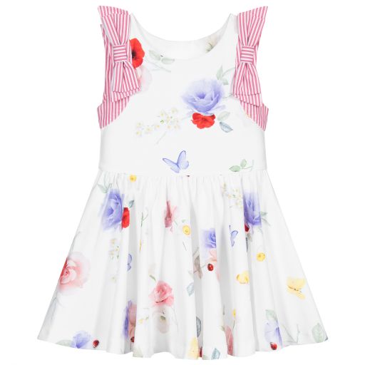 Lapin House-White Floral Cotton Dress | Childrensalon Outlet